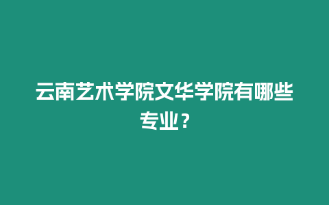 云南藝術學院文華學院有哪些專業(yè)？