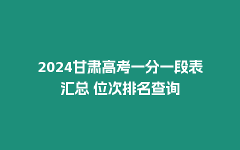 2024甘肅高考一分一段表匯總 位次排名查詢