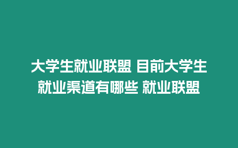 大學生就業聯盟 目前大學生就業渠道有哪些 就業聯盟