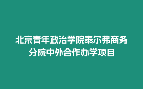 北京青年政治學院泰爾弗商務分院中外合作辦學項目