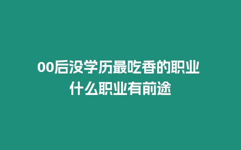 00后沒學(xué)歷最吃香的職業(yè) 什么職業(yè)有前途