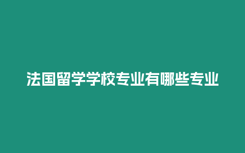 法國留學(xué)學(xué)校專業(yè)有哪些專業(yè)