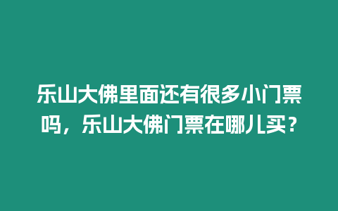 樂山大佛里面還有很多小門票嗎，樂山大佛門票在哪兒買？