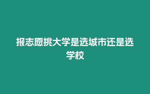 報志愿挑大學(xué)是選城市還是選學(xué)校