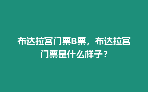 布達拉宮門票B票，布達拉宮門票是什么樣子？