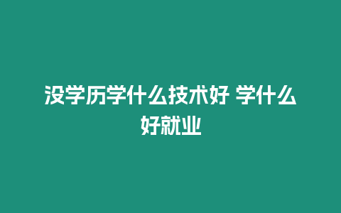 沒學歷學什么技術好 學什么好就業