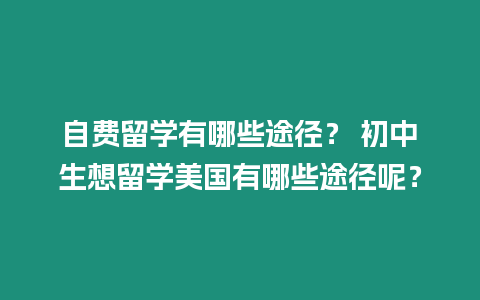 自費留學有哪些途徑？ 初中生想留學美國有哪些途徑呢？