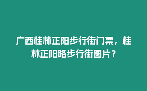 廣西桂林正陽(yáng)步行街門票，桂林正陽(yáng)路步行街圖片？