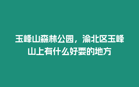 玉峰山森林公園，渝北區玉峰山上有什么好耍的地方