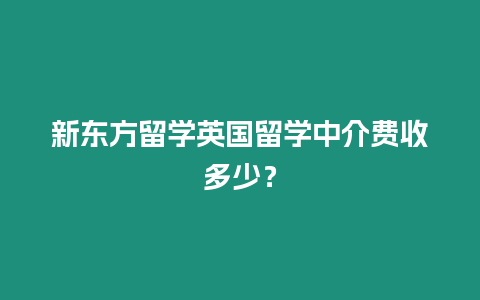 新東方留學英國留學中介費收多少？