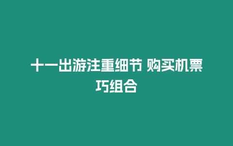 十一出游注重細節 購買機票巧組合