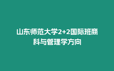 山東師范大學2+2國際班商科與管理學方向