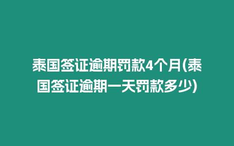 泰國簽證逾期罰款4個月(泰國簽證逾期一天罰款多少)