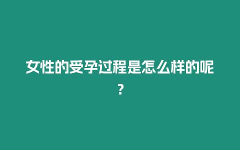 女性的受孕過程是怎么樣的呢？