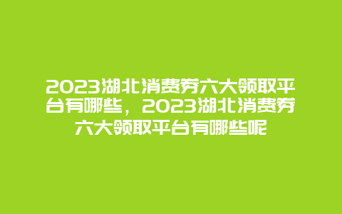 2024湖北消費券六大領取平臺有哪些，2024湖北消費券六大領取平臺有哪些呢