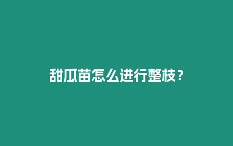 甜瓜苗怎么進行整枝？