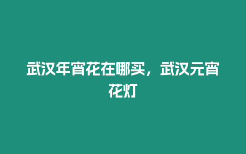 武漢年宵花在哪買，武漢元宵花燈