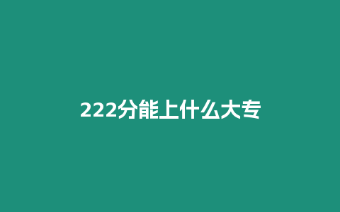 222分能上什么大專