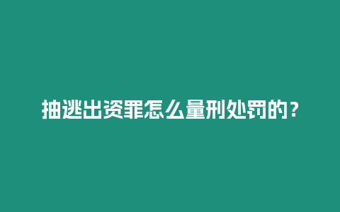 抽逃出資罪怎么量刑處罰的？