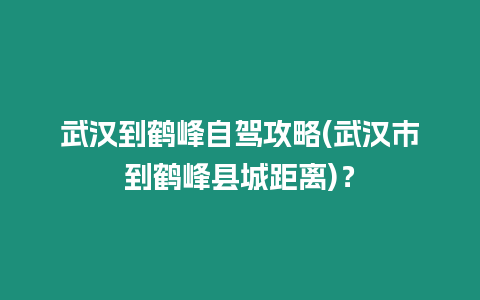 武漢到鶴峰自駕攻略(武漢市到鶴峰縣城距離)？