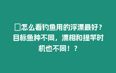 ?怎么看釣魚用的浮漂最好？目標魚種不同，漂相和提竿時機也不同！？