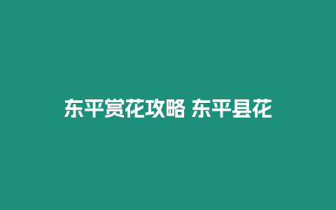 東平賞花攻略 東平縣花