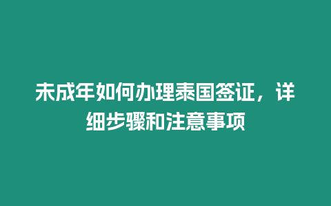 未成年如何辦理泰國簽證，詳細(xì)步驟和注意事項(xiàng)