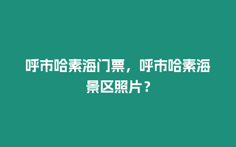 呼市哈素海門票，呼市哈素海景區(qū)照片？