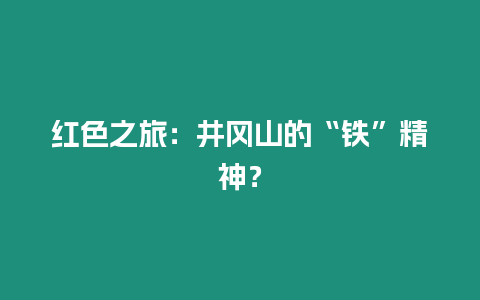 紅色之旅：井岡山的“鐵”精神？