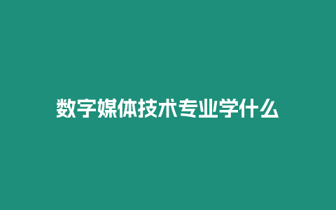 數字媒體技術專業學什么