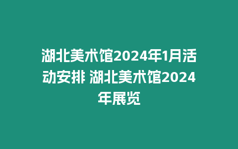 湖北美術館2024年1月活動安排 湖北美術館2024年展覽