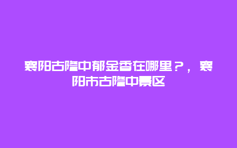 襄陽古隆中郁金香在哪里？，襄陽市古隆中景區(qū)