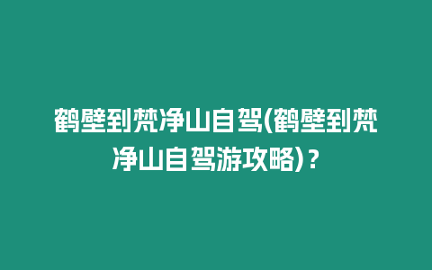 鶴壁到梵凈山自駕(鶴壁到梵凈山自駕游攻略)？