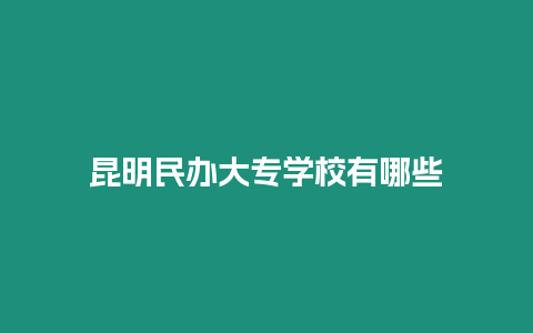 昆明民辦大專學校有哪些