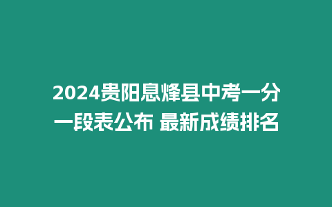 2024貴陽息烽縣中考一分一段表公布 最新成績排名