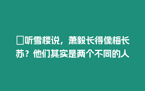 ?聽雪樓說，蕭毅長得像梅長蘇？他們其實是兩個不同的人