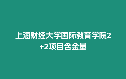 上海財經大學國際教育學院2+2項目含金量