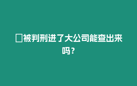 ?被判刑進了大公司能查出來嗎？