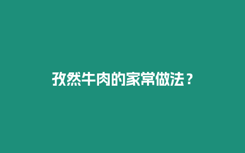 孜然牛肉的家常做法？