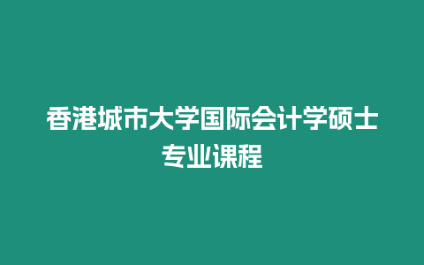 香港城市大學國際會計學碩士專業課程