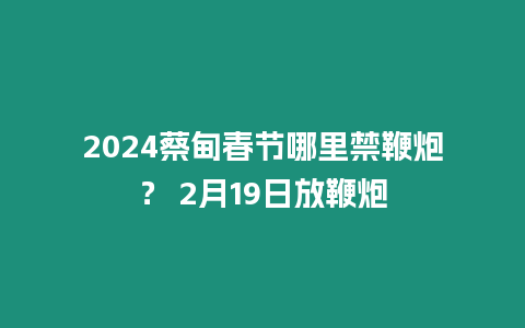 2024蔡甸春節(jié)哪里禁鞭炮？ 2月19日放鞭炮