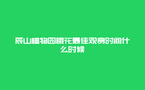 辰山植物園櫻花最佳觀賞時間什么時候