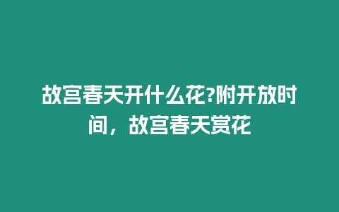 故宮春天開什么花?附開放時間，故宮春天賞花