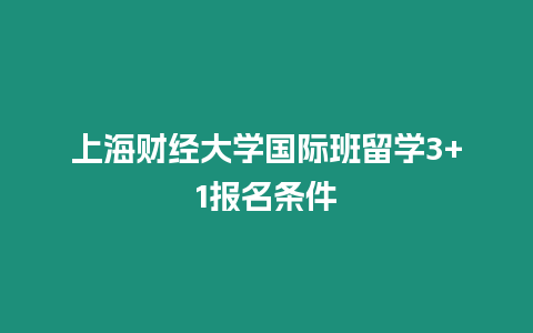 上海財經大學國際班留學3+1報名條件