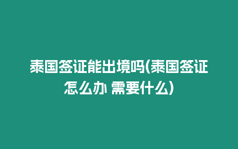 泰國簽證能出境嗎(泰國簽證怎么辦 需要什么)