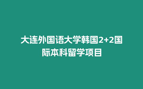 大連外國語大學(xué)韓國2+2國際本科留學(xué)項目