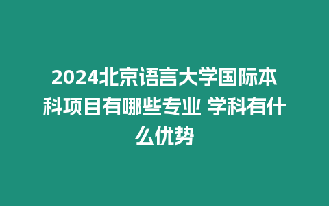 2024北京語言大學國際本科項目有哪些專業 學科有什么優勢