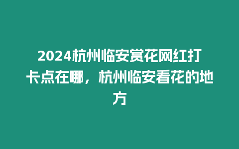 2024杭州臨安賞花網紅打卡點在哪，杭州臨安看花的地方