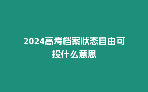 2024高考檔案狀態自由可投什么意思