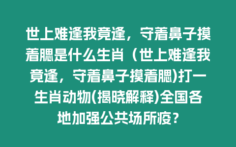 世上難逢我竟逢，守著鼻子摸著腮是什么生肖（世上難逢我竟逢，守著鼻子摸著腮)打一生肖動物(揭曉解釋)全國各地加強公共場所疫？